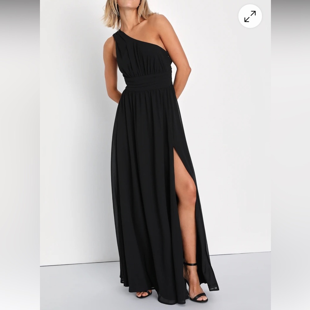 Lulus Graciously Gorgeous Black One-shoulder Cutout Maxi Dress - Size S